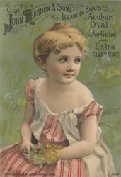 Annonce for John Reardon & Sons Leading Soaps: Anchor, Oval, Antique og Extra Family Soaps, ca. 1887