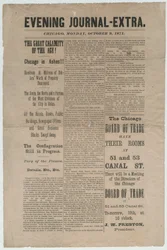 Artikel fra Chicago Evening Journal-Extra om Chicago-branden i 1871, 9. oktober 1871 (avispapir)