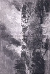 Attack on the Pequot Fort, illustration fra Cassell