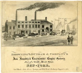 Brownings & Dunham & Companys jernstøberi og lokomotivfabrik, ved enden af North Moore Street, New York