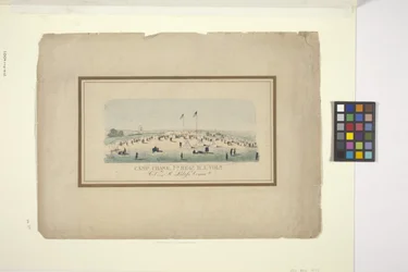 Camp Chase, 7th Regt., R.I. Vols. (håndfarvet litografi)