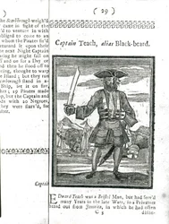 Kaptajn Teach, Alias Black Beard, fra historie og liv for alle de mest berygtede pirater og deres besætninger, London, 1725