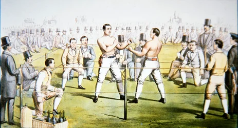 Mesterskabskamp mellem Tom Sayers og John Heenan i Farnborough, England den 17. april