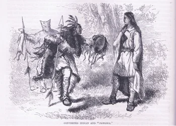 Konverterede indianere "Powows" 1695, illustration fra Cassell