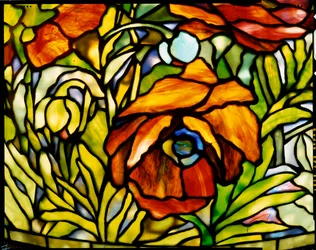 Detalje af en "Oriental Poppy" gulvlampe, Tiffany Studios, 1902