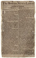 Første udgave af Boston News-Letter, 1704 (avispapir)