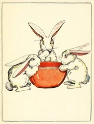 Flopsy, Mopsy og Cotton-Tail havde brød og mælk og brombær til middag