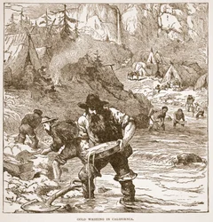 Guldvask i Californien, fra en bogpub. 1896