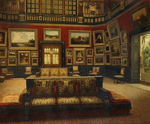 Great Hall, Van der Bilt Hotel i New York, Ca 1840, Farvegravering