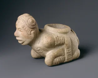Knælende Prisoner Effigy Pipe, fra Mississippi