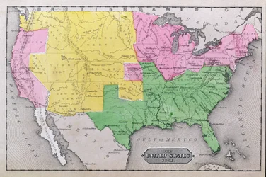 Kort over USA i 1861, fra «Hele vores land: USA
