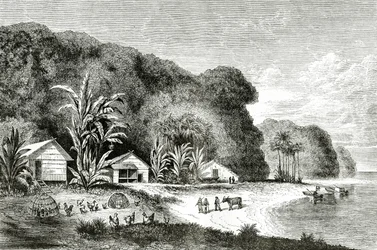 Saigon-flodens munding, illustration fra et besøg i Saigon af Walter Rose, offentliggjort i Appletons Journal, 4. maj 1872