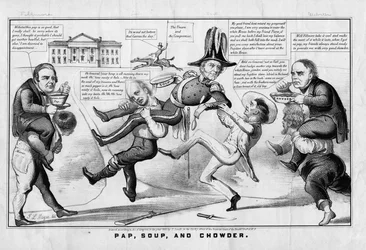 Pap, suppe og chowder, udgivet af Currier & Ives, New York, 1852