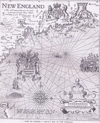 En del af kaptajn J Smiths kort over New England, illustration fra Cassell