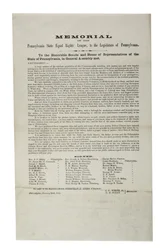 Pennsylvania State Equal Rights League, mindesmærke for Pennsylvania State Equal Rights League, til den lovgivende forsamling i Pennsylvania, 20. januar 1865