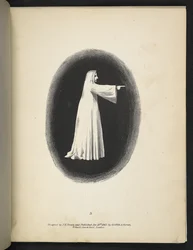 Plade 3. Et spøgelse i hvidt.  Spectropia; eller overraskende spektrale illusioner, der viser spøgelser overalt og af enhver farve osv. ser. 1.  J.H. Brun  1864