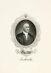 Portræt af Sam Houston med udsigt over byen, ca. 1855-c. 1860 (stålbelagt gravering på vævet papir)
