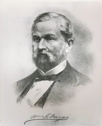Portræt af William George Fargo (1818-81) medstifter af Wells Fargo & Co. (litho)
