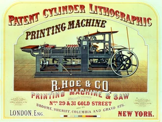 Plakatreklame Patent Cylinder Lithographic Printing Machine, R. Hoe & Co., London og New York