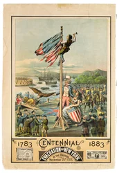 Plakat, der reklamerer for 100-året for evakueringen af New York af briterne den 25. november 1783, 1883