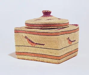 Salish kurv med fugle, fra nordvestkysten (vævet fiber)