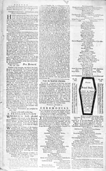 Anden side i Boston Evening Post, der annoncerer kong George II