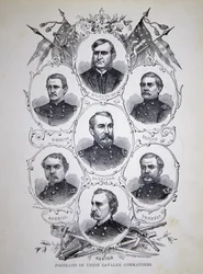 Syv portrætter af fremtrædende kavalerikommandører for unionshæren (litho)