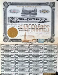Aktiecertifikat for Sedalia and Californian Oil Company, U.S.A., 1901