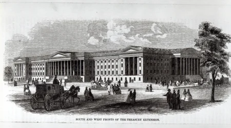 South and West Fronts of the Treasury Extension, fra 