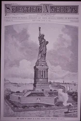 Frihedsgudinden "som den vil se ud, når den er færdig" på forsiden af Scientific American