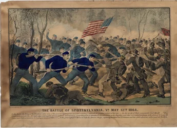 Slaget ved Spotsylvania, Va. 12. maj 1864, pub. af Currier & Ives, ca. 1864