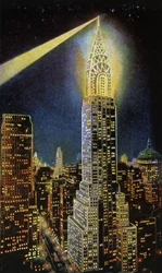 Chrysler-bygningen om natten, NYC, ca. 1929 (postkort)