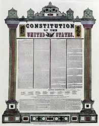 Amerikas Forenede Staters forfatning (amerikansk forfatning) underskrevet i 1787, anvendt i 1789