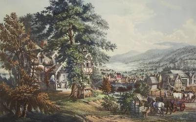 The Home of Evangeline, In the Acadian Land , udgivet. 1864, Currier & Ives