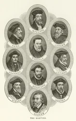 Martyrerne, Wycliffe, Huss, Jerome, Tyndale, Cranmer, Latimer, Bradford, Ridley, Hooper, Rogers