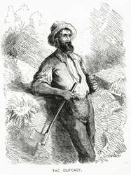 The Outcast, illustration til en spillefilm, A Community of Outcasts, fra Appletons Journal, 23. marts 1872