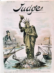 The Proposed Emigrant Dumping Site, forside af Judge, 22. marts 1890