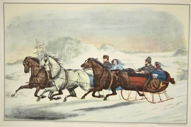 Slædevæddeløbet, pub. 1859, Currier & Ives