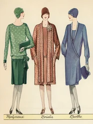 Three Flappers modellering franske designer outfits
