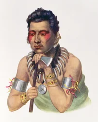 Young Ma-Has-Ka, Chief of the Iowas, 1837, illustration fra 