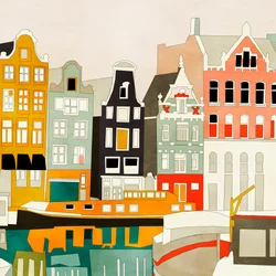 Huse i Amsterdam med skibe, udsigt 1