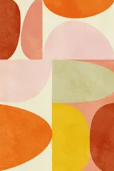 Varme pastelfarver og geometriske mønstre
