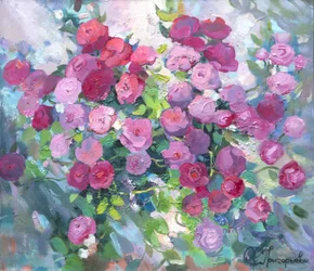 Den blomstrende rosenhave