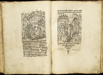 Ivan 4.s kroning den 16. januar 1547. Fra Den illuminerede samlede krønike, anden halvdel af det 16. århundrede