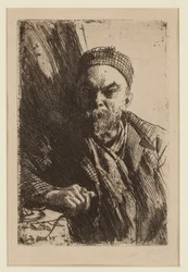 Portræt af digteren Paul Verlaine (1844-1896) - Zorn, Anders Leonard (1860-1920) - 1895 - Radering - 23,7x16 - Privat samling
