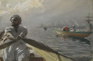 Tyrkisk bådmand i Konstantinopel-havnen, 1886 (wc på papir)
