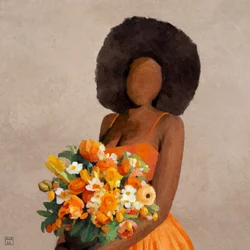 Farverig blomsterpræget afro