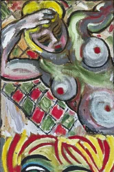 EXPRESSIONIST FEMALE NUDE, 2012 (akryl på jute-lærred spændt op på en træramme)