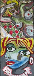EXPRESSIONIST NUDE AND CUBIST PORTRAIT, 2012 (akryl på jutelærred spændt op på en træramme)