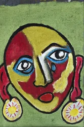 OUTRAGE: TEARFUL FACE, 2012 (akryl på jutelærred spændt op på en træramme)